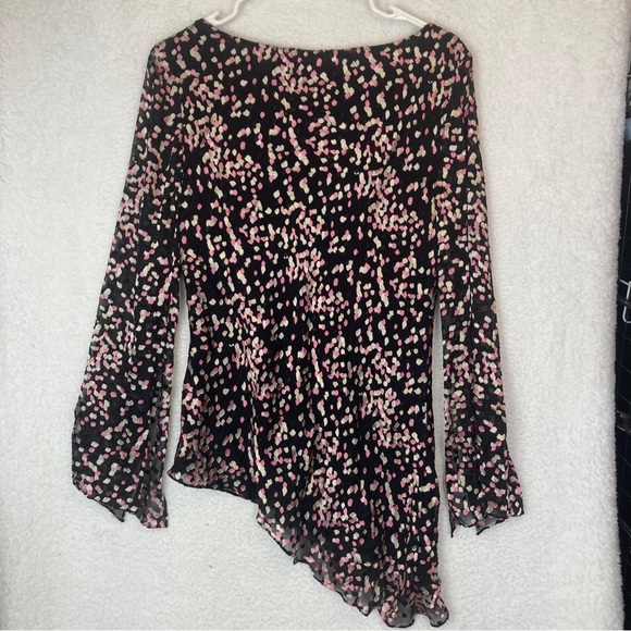 Papell Boutique Evening large top Asymmetrical Hem Geometric Sheer Adrianna - Picture 3 of 5